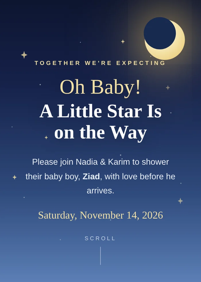 Baby Ziad shower invitation preview